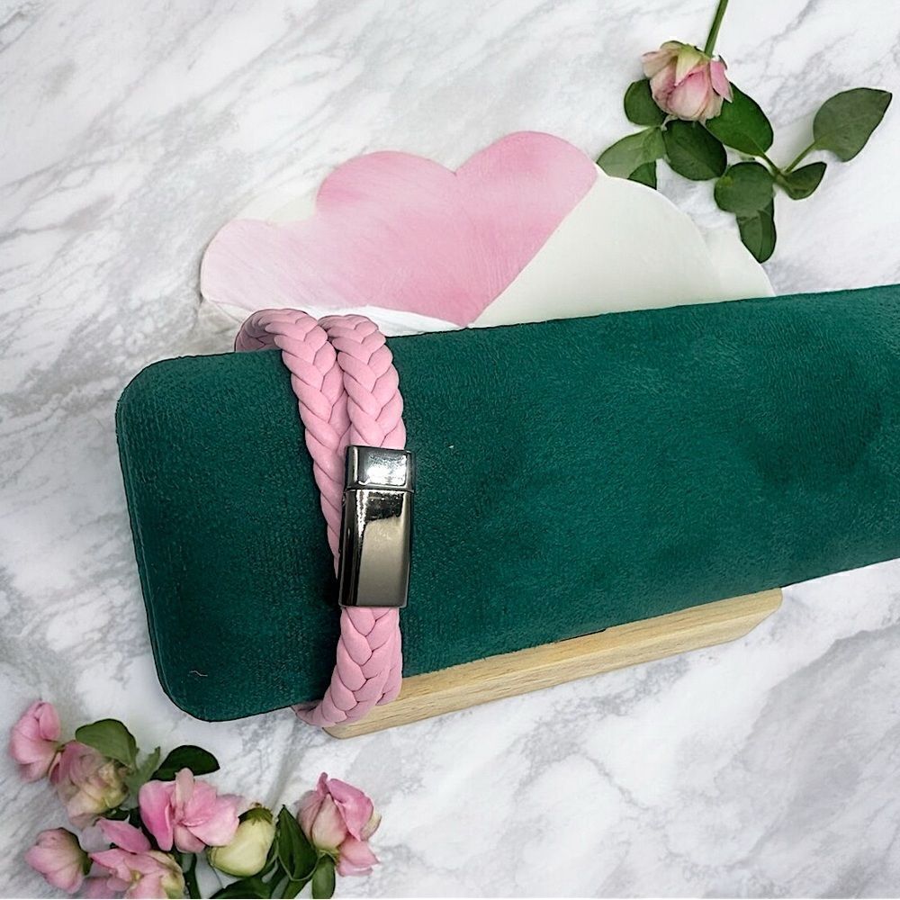 Double-wrap PU Braided Leather Magnetic Bracelet Wrap l 3 colors to choose! New